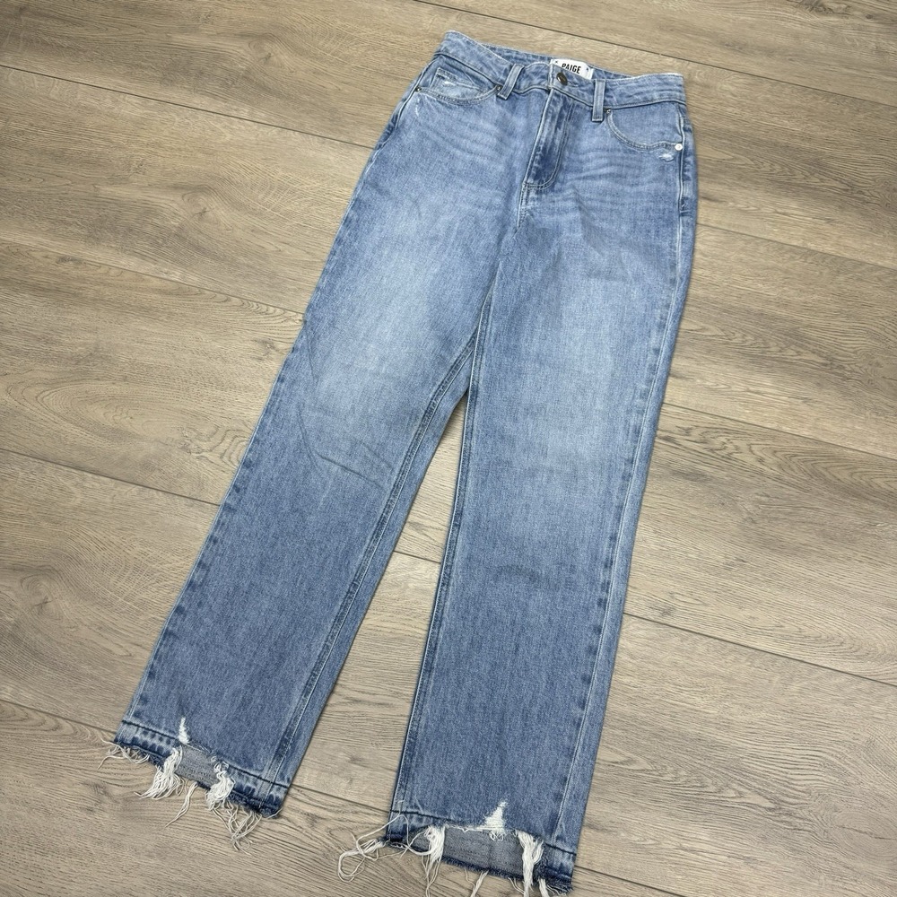 Paige Denim‎ Sarah Straight Ankle Medium Wash Blue Jeans Sz 24 Women Distressed